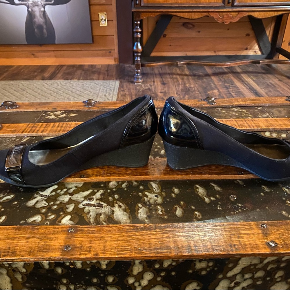 Anne Klein Sport Black Wedge Shoes - Picture 3 of 7